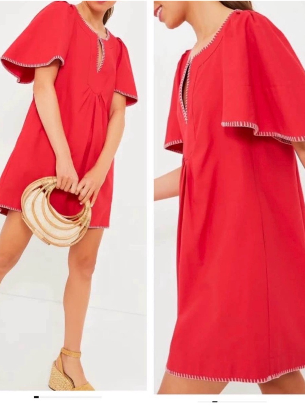 Tuckernuck Red Flutter-Sleeve Shift Dress